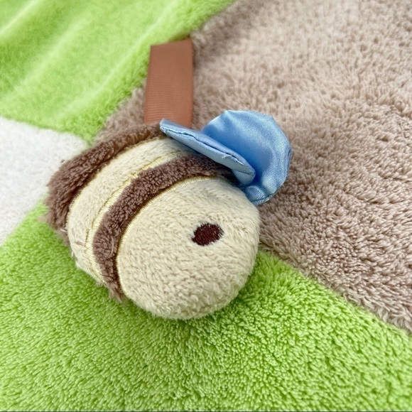 RARE Indigo Baby ABC Fuzzy Tan Monkey Bunny Bear Rattle Squeaker Play Blanket - Picture 9 of 17